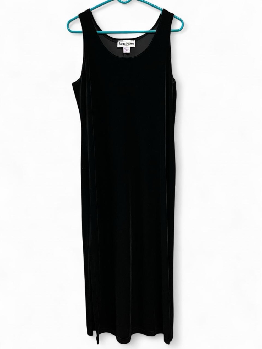 Vintage 90’s Y2K Ronni Nicole Black Velvet Maxi Dress Size 12